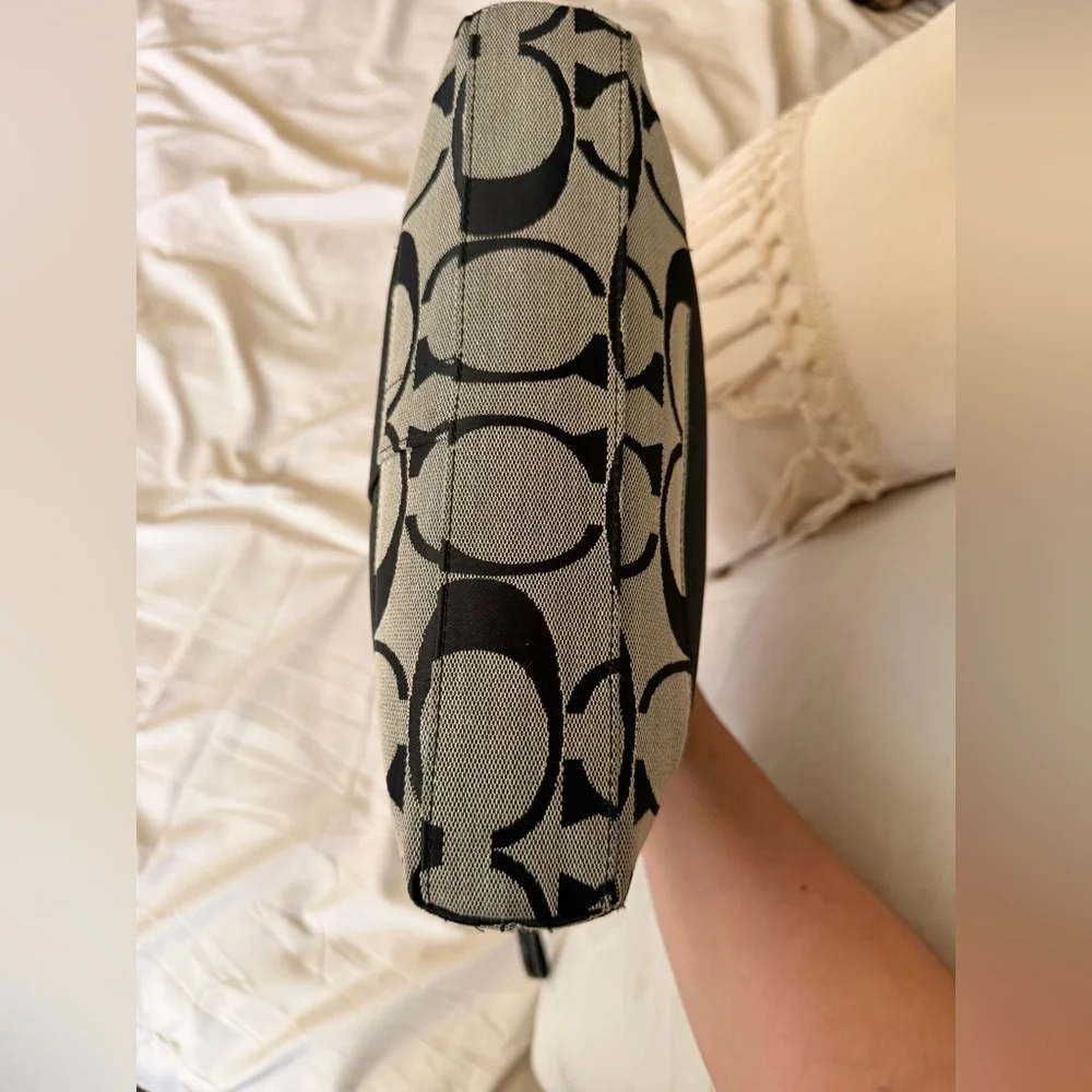 Coach Black & Gray Signature Canvas Shoulder Bag - Picture 6 of 8